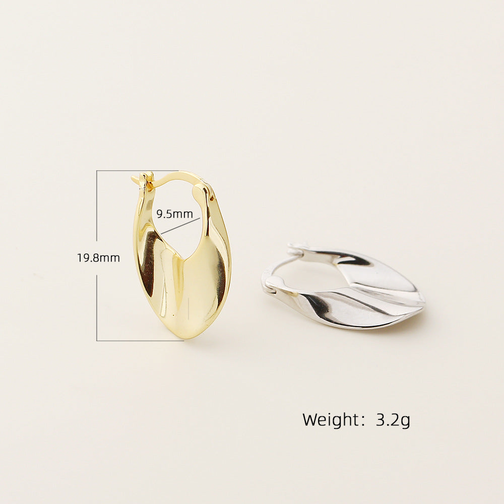 Irregular Geometric 925 Sterling Silver Chunky Teardrop Huggie Hoop Earrings
