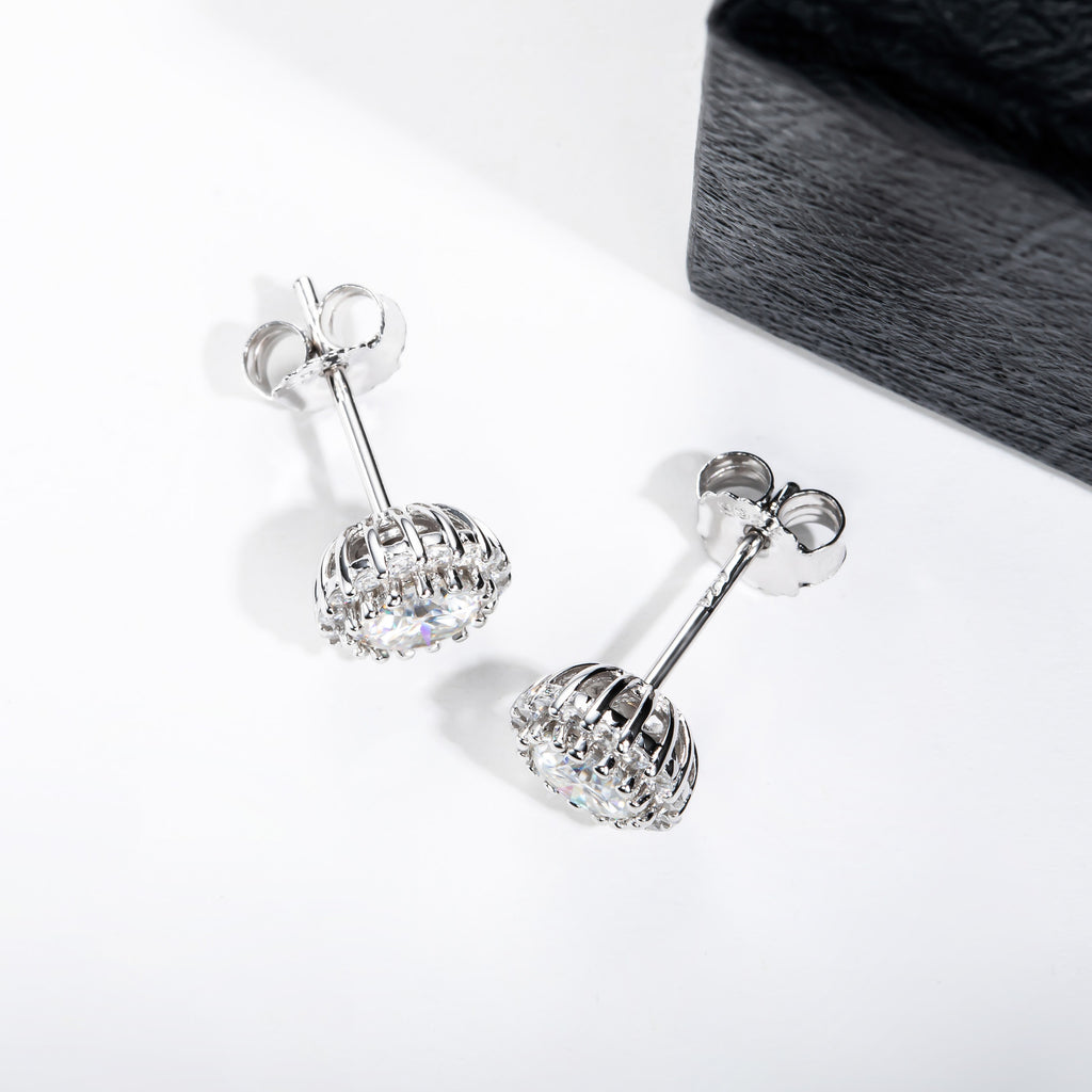Flower Cluster Moissanite  Tone 925 Sterling Silver Stud Earrings
