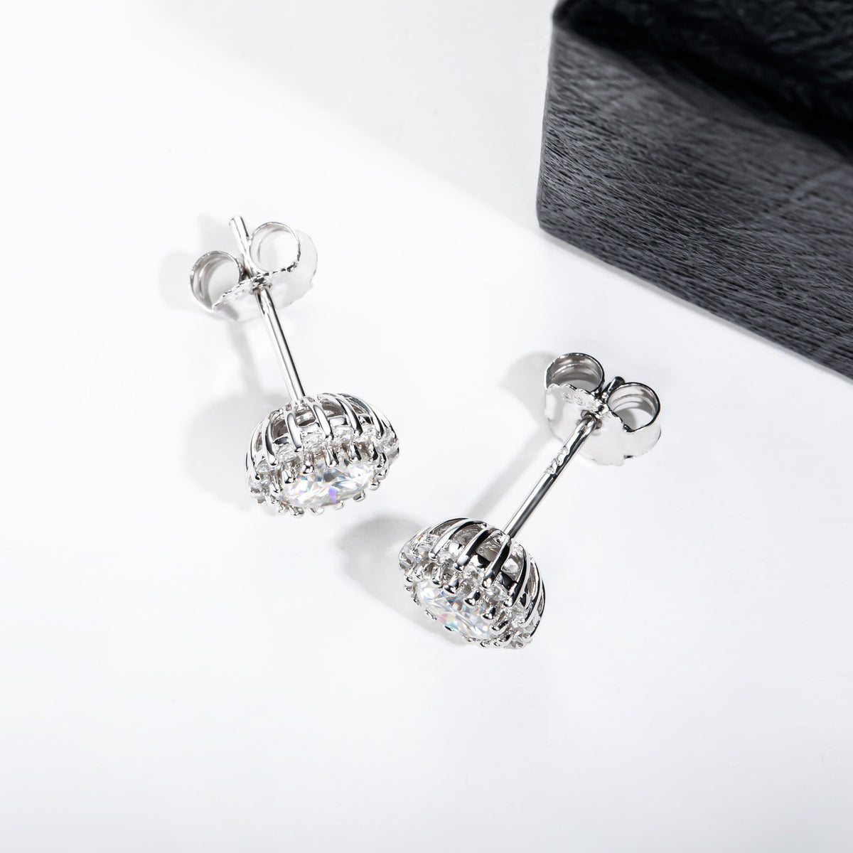 Flower Cluster Moissanite  Tone 925 Sterling Silver Stud Earrings