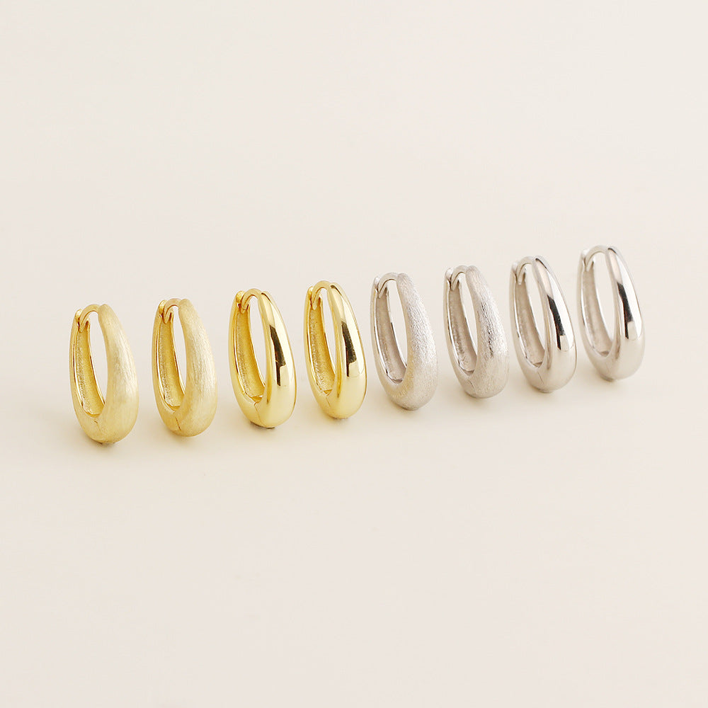 Modern Teardrop 925 Sterling Silver Huggie Hoop Earrings