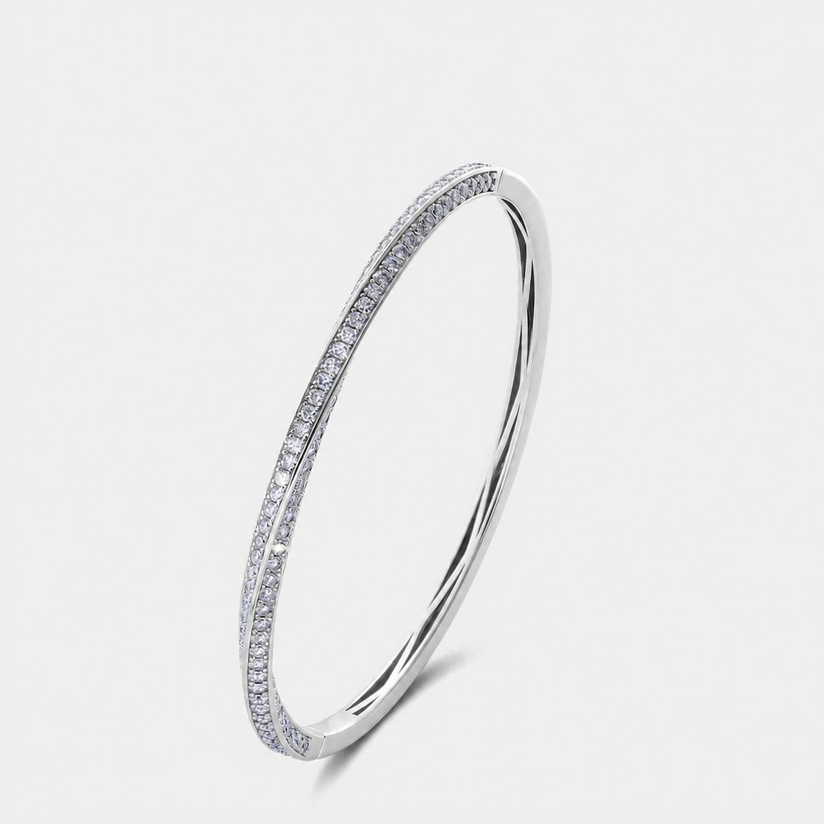 Geometric Twisted Mobius Moissanite 925 Sterling Silver Bangle
