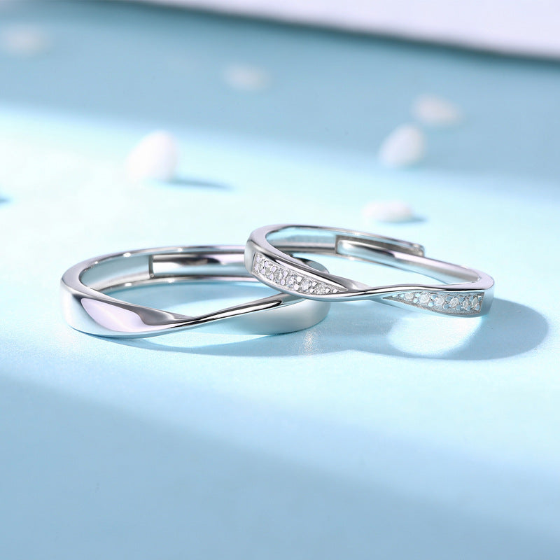 Ins-Style Moissanite Mobius Classic Silver S925 Sterling Silver Couple Rings