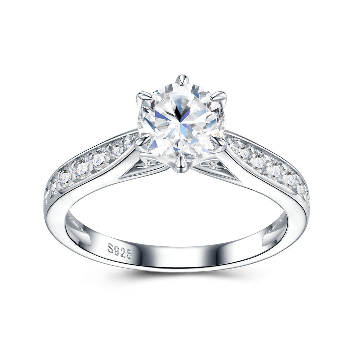 Six-prong Set Moissanite  925 Sterling Silver Ring