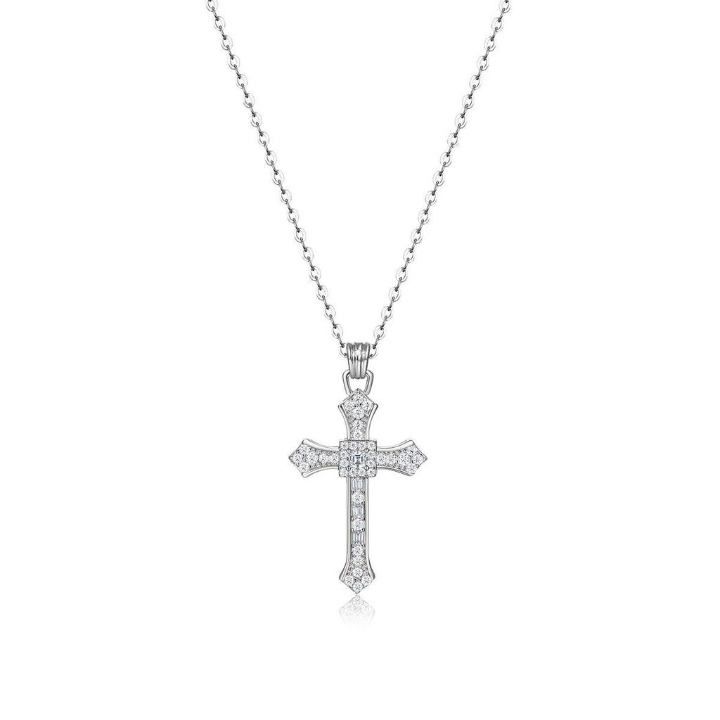 Vintage Cross Moissanite  925 Sterling Silver  Necklace