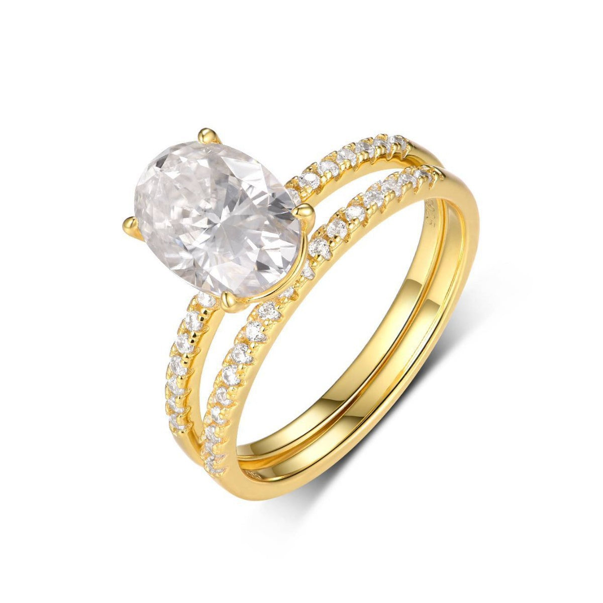 Oval-cut Moissanite 925 Sterling Silver Ring Set