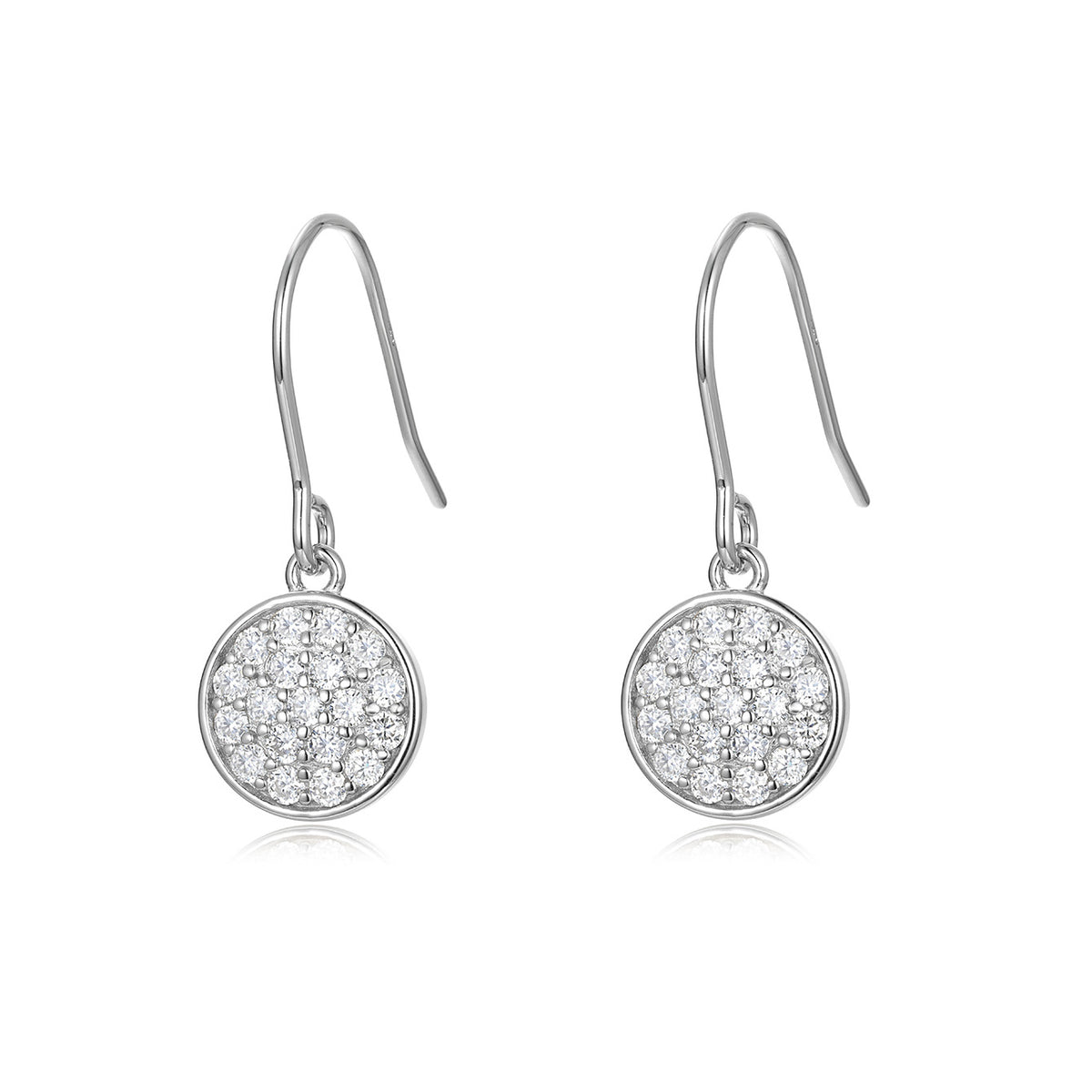Round Disc Moissanite Pave Drop Earrings  S925 Sterling Silver Earrings