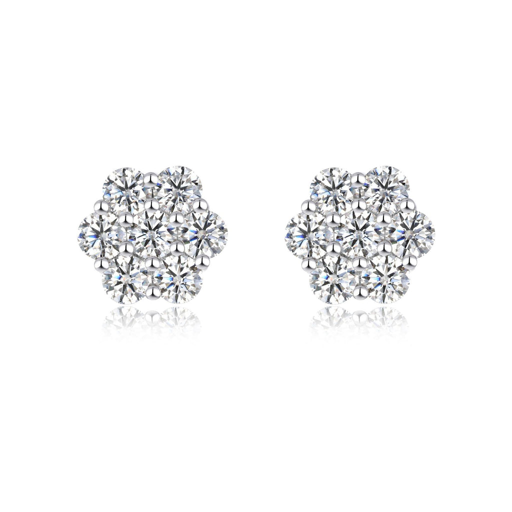 Niche Floral-Shaped Moissanite Design 925 Sterling Silver Stud Earrings