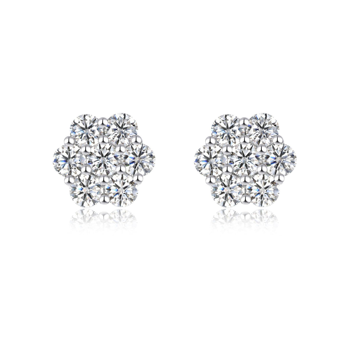 Niche Floral-Shaped Moissanite Design 925 Sterling Silver Stud Earrings