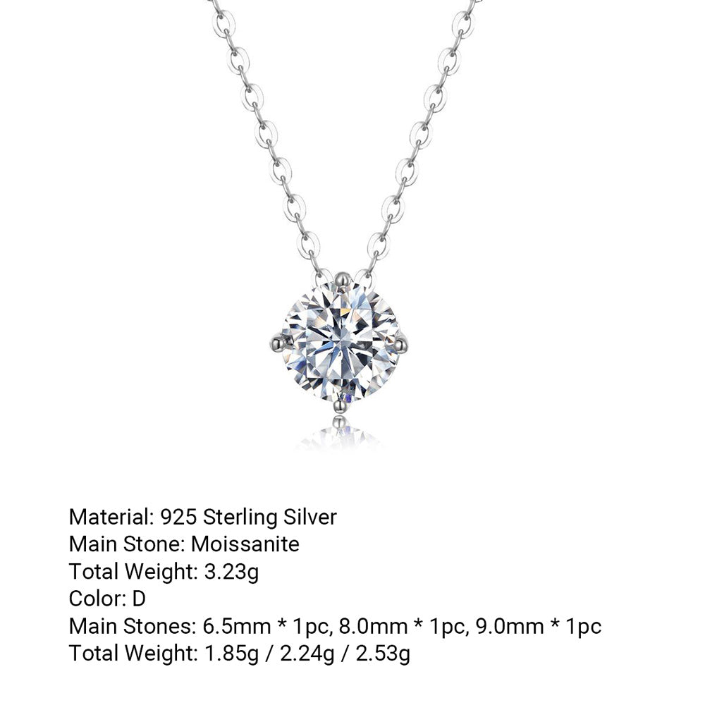 Minimalist Moissanite Four Prong  925 Silver Necklace