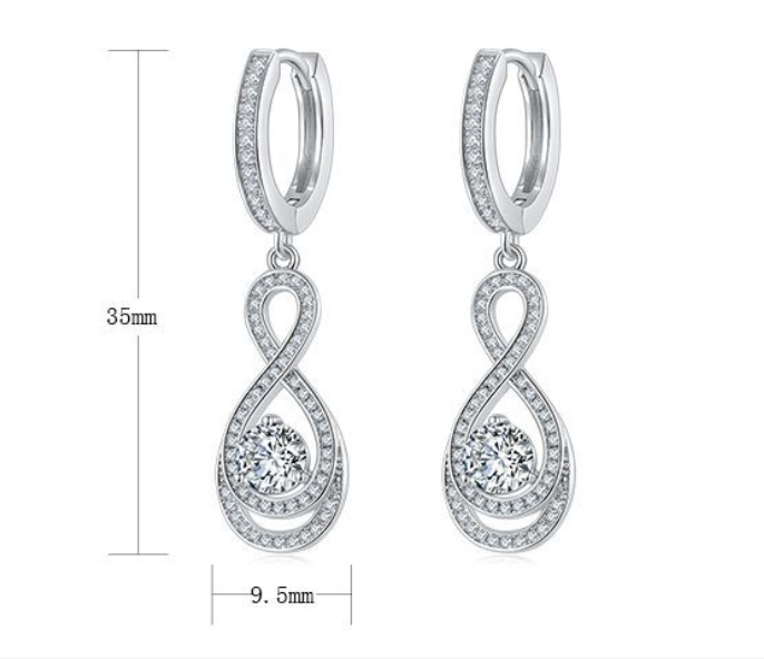 Moissanite Infinity Water Drop Hoop Drop Earrings   925 Silver Geometric Dangle Earrings