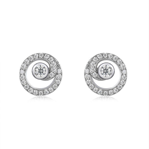 D Color Moissanite Double Layer Spiral Circle Stud Earrings