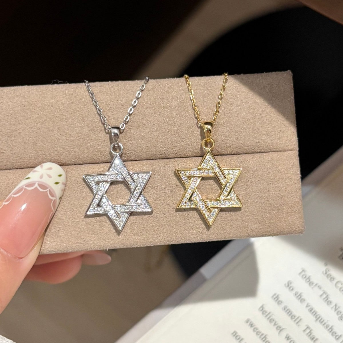 Religious Six Pointed Star Moissanite Pendant 925 Sterling Silver Necklace