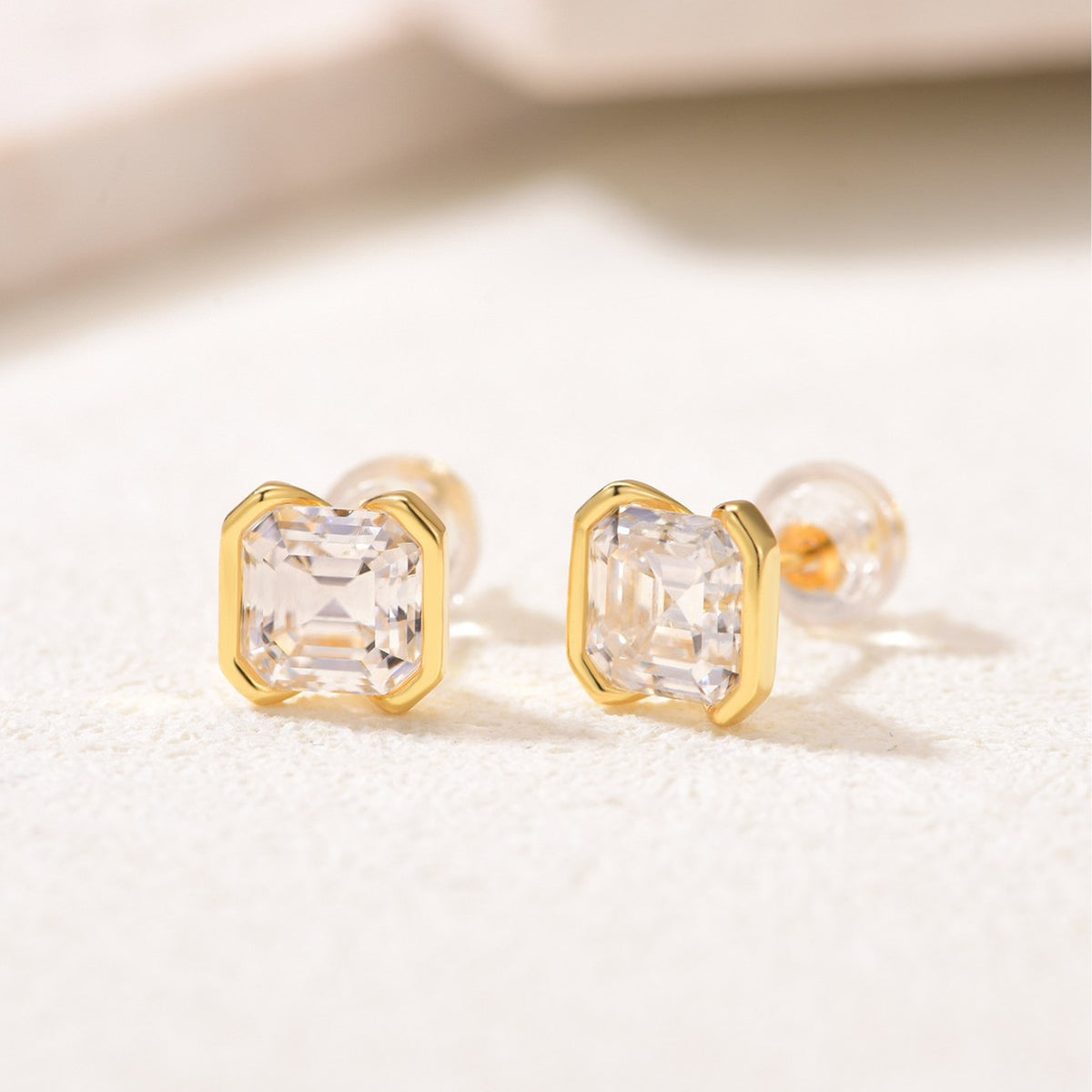 Square Moissanite 925 Sterling Silver Stud Earrings