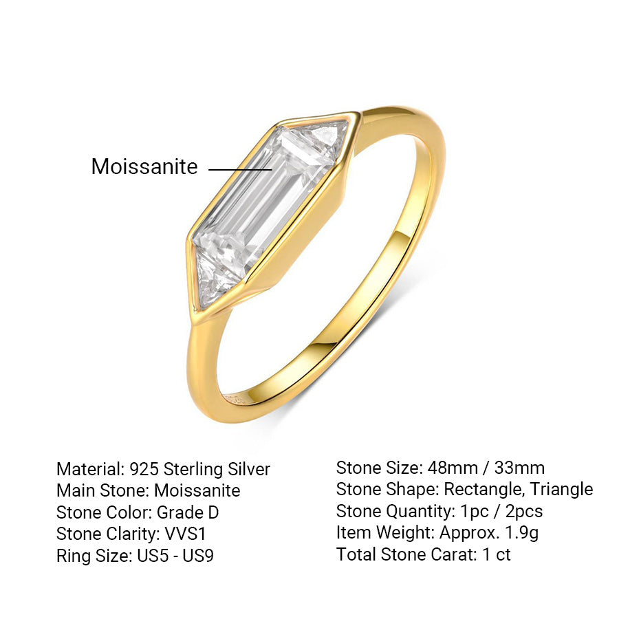 Minimalist Lightly Luxurious Geometric Moissanite 925 Sterling Silver Ring