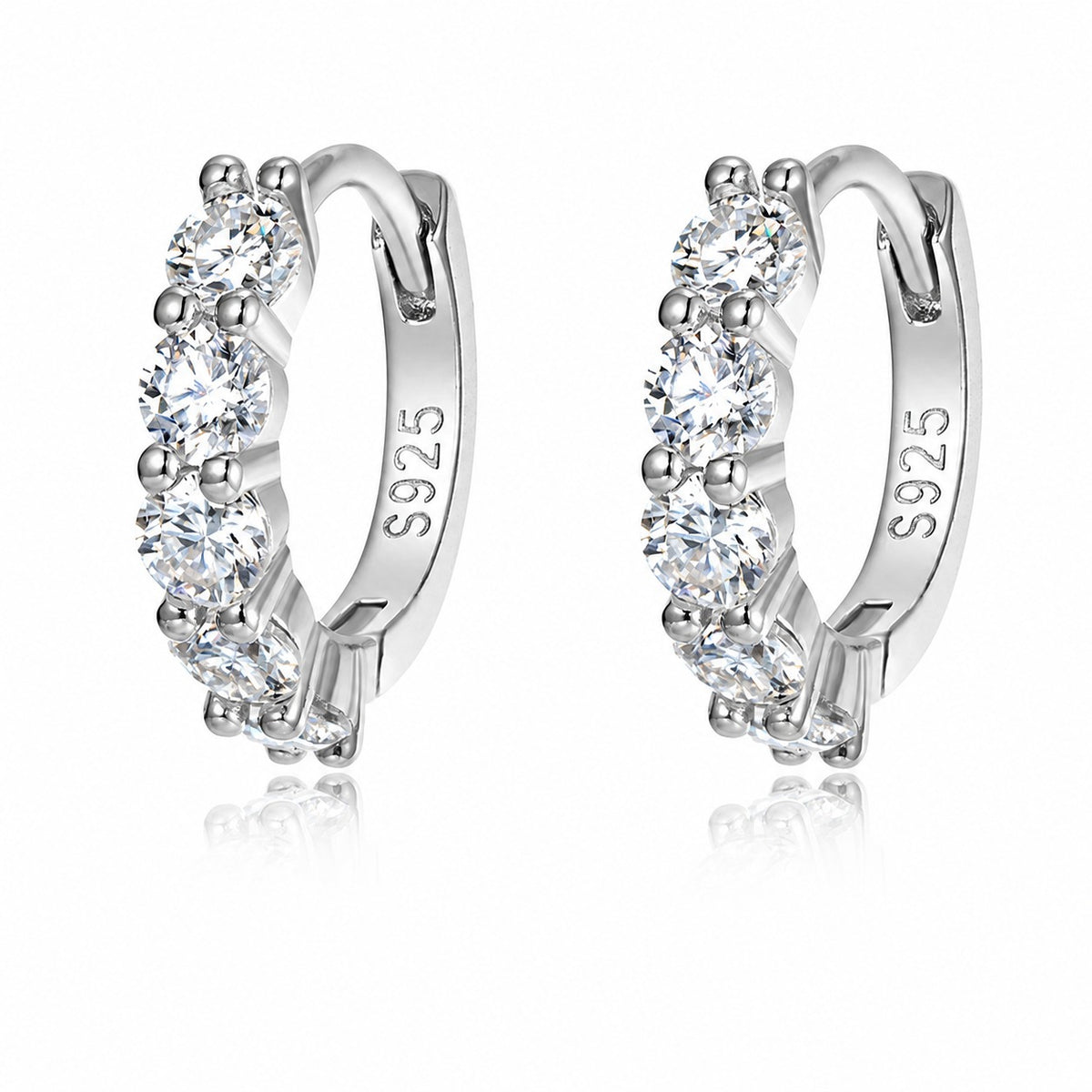 Mossanite  925 Sterling Silver Hoop Earrings
