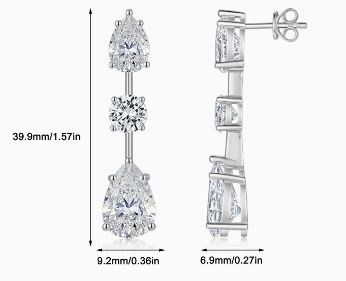 Moissanite Long Drop Earrings 925 Sterling Silver Pear Shape And Multi Shape Dangle Earrings For Women Elegant Fashion Wedding Party Anniversary Gift Fine Jewelry