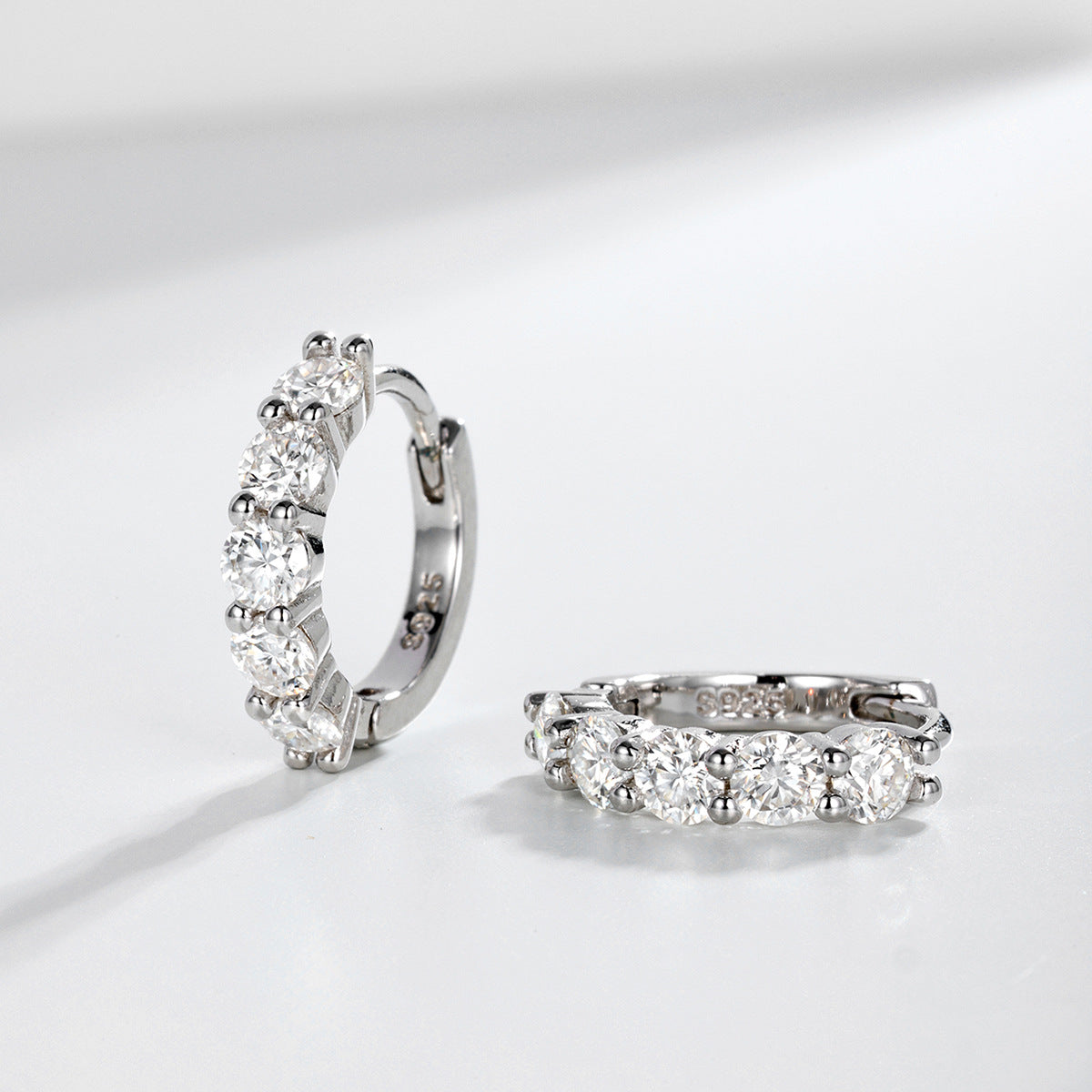 Mossanite  925 Sterling Silver Hoop Earrings