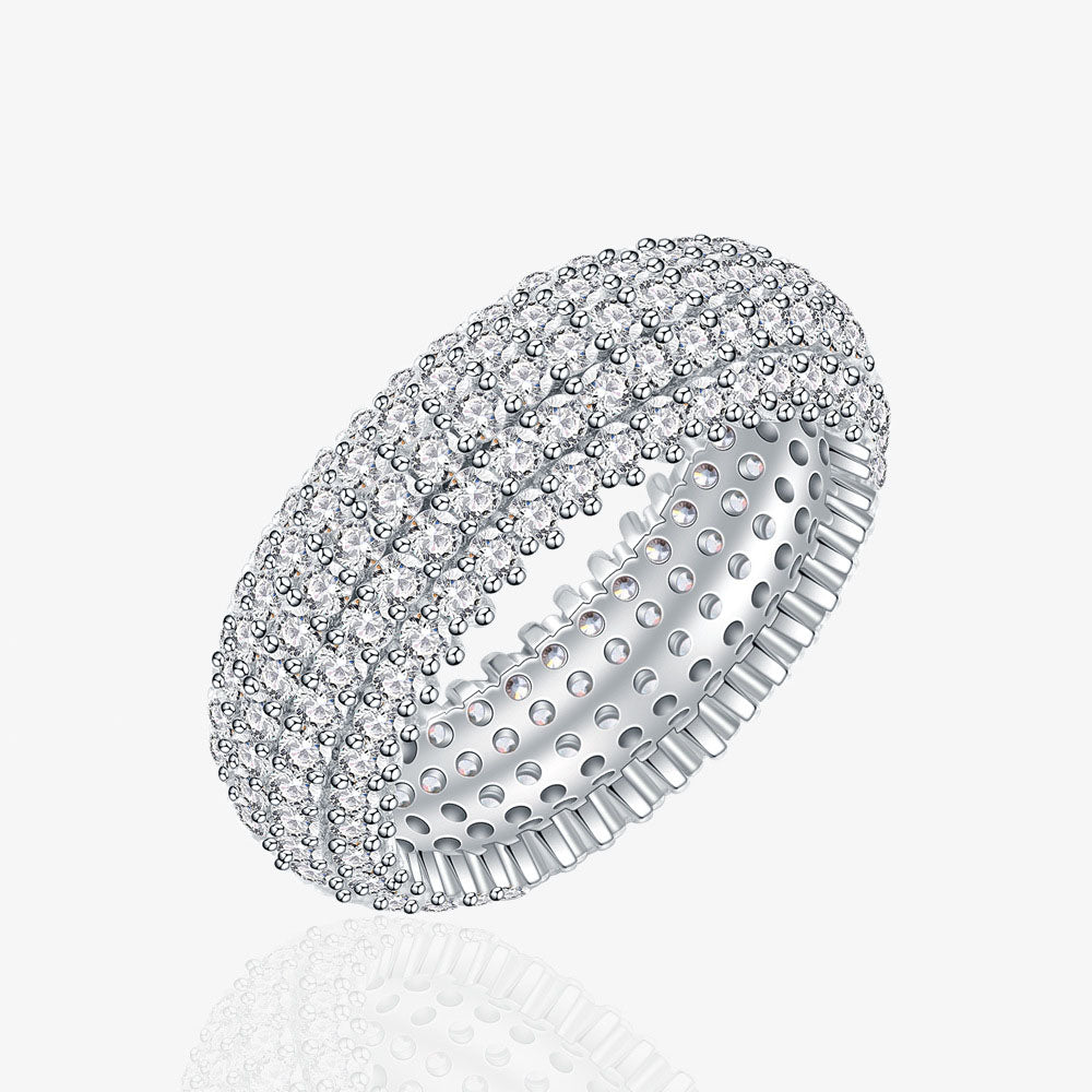 Modern Micro Setting CZ Arc 925 Sterling Silver Adjustable Ring