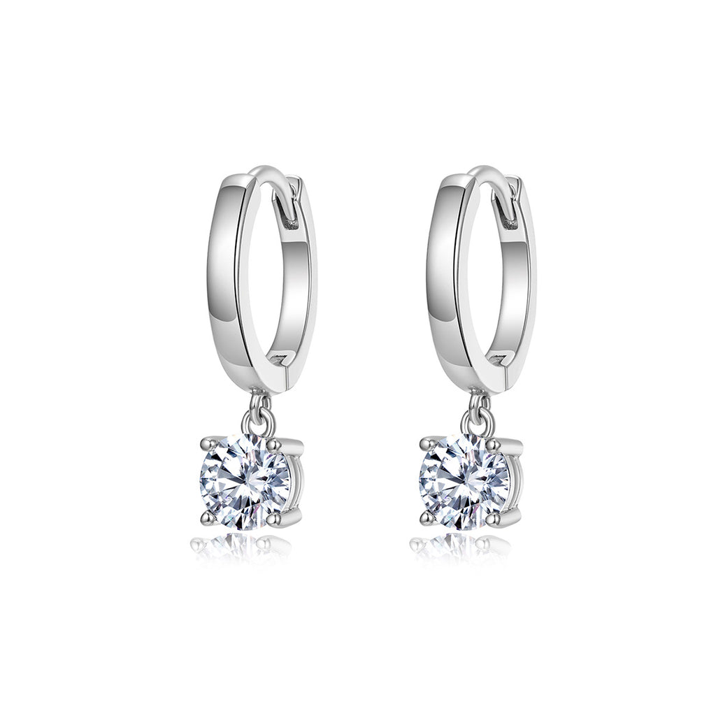 Round Moissanite Hoop Earrings 925 Sterling Silver Drop Earrings
