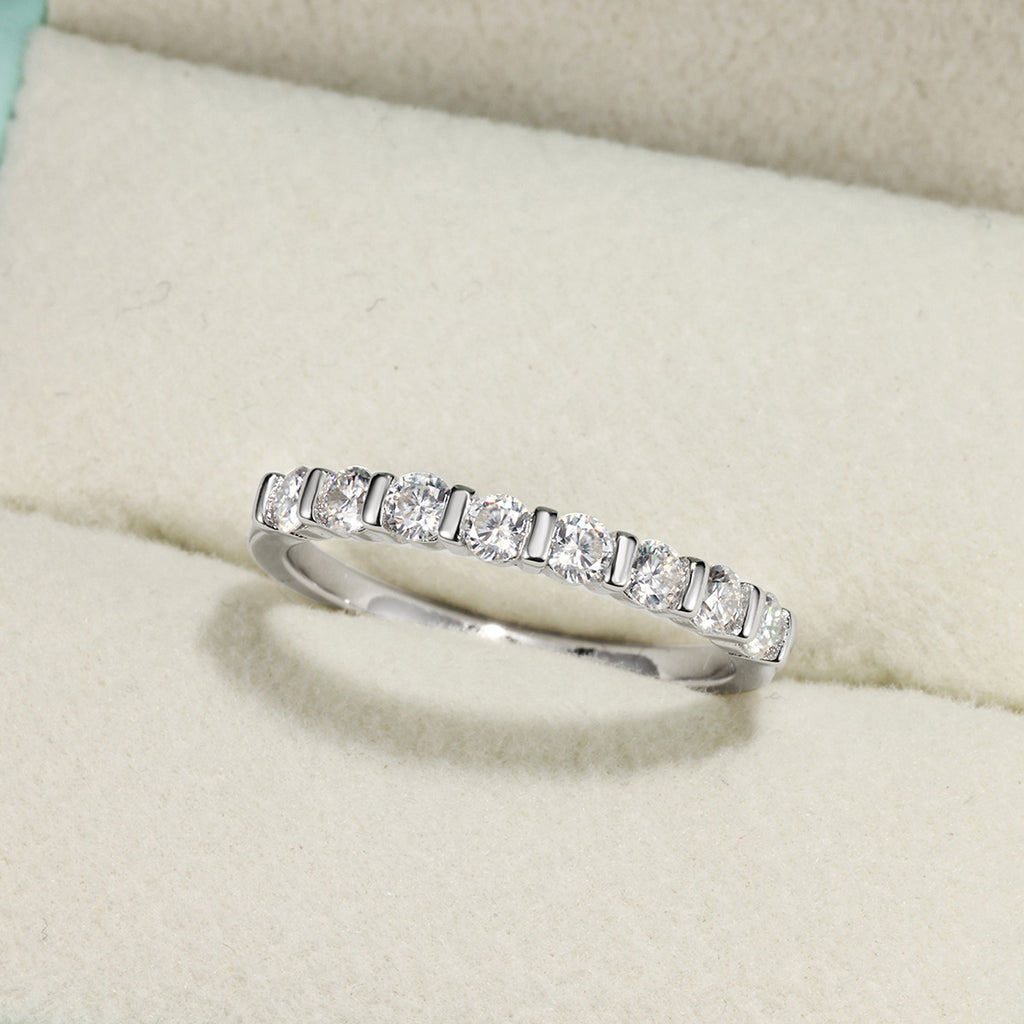 Women’s Moissanite Half Circle Setting 925 Sterling Silver Ring