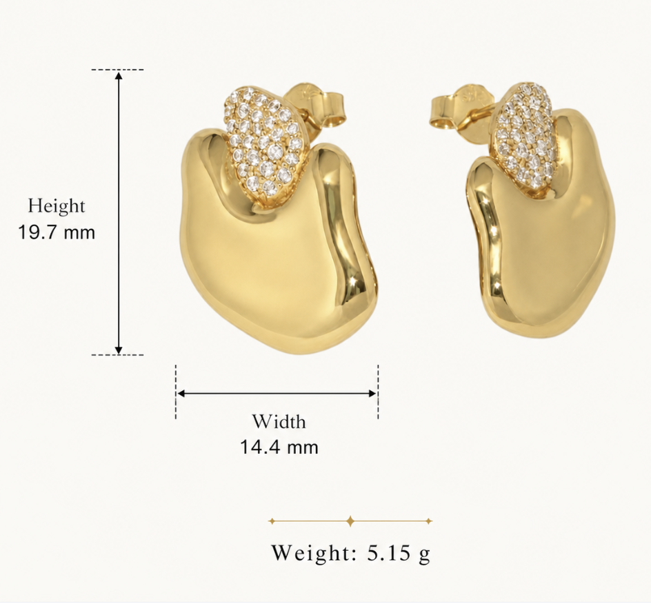Modern Fluid Micro Pave Cubic Zirconia Colored 925 Silver Stud Earrings