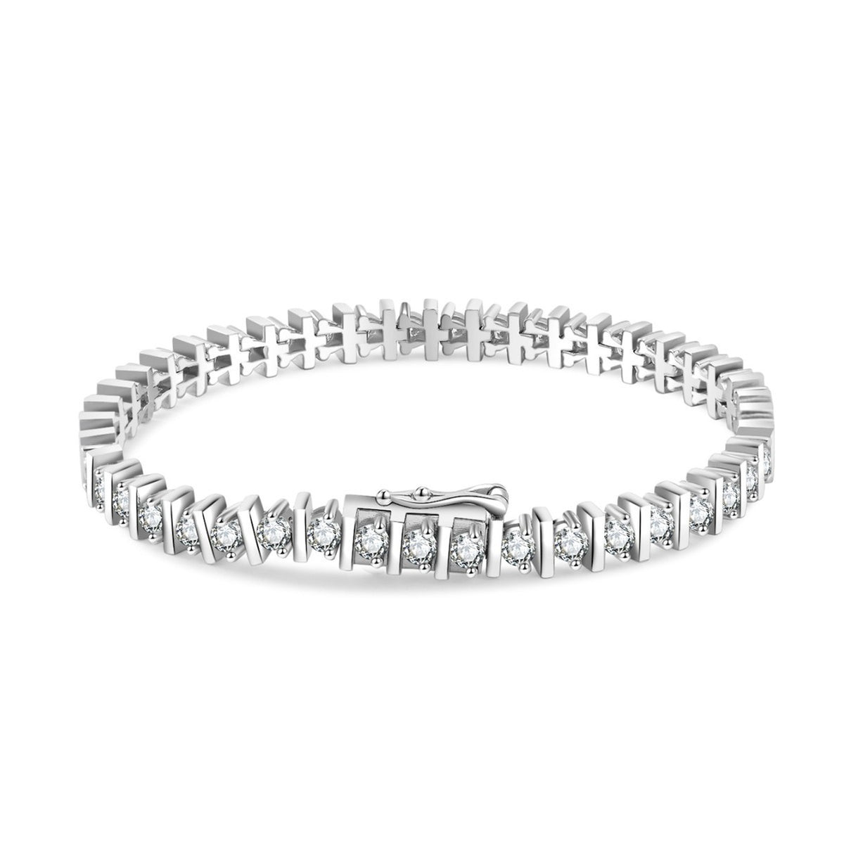 Mossanite Women’s European-Style Tennis Chain 925 Sterling Silver Bracelet