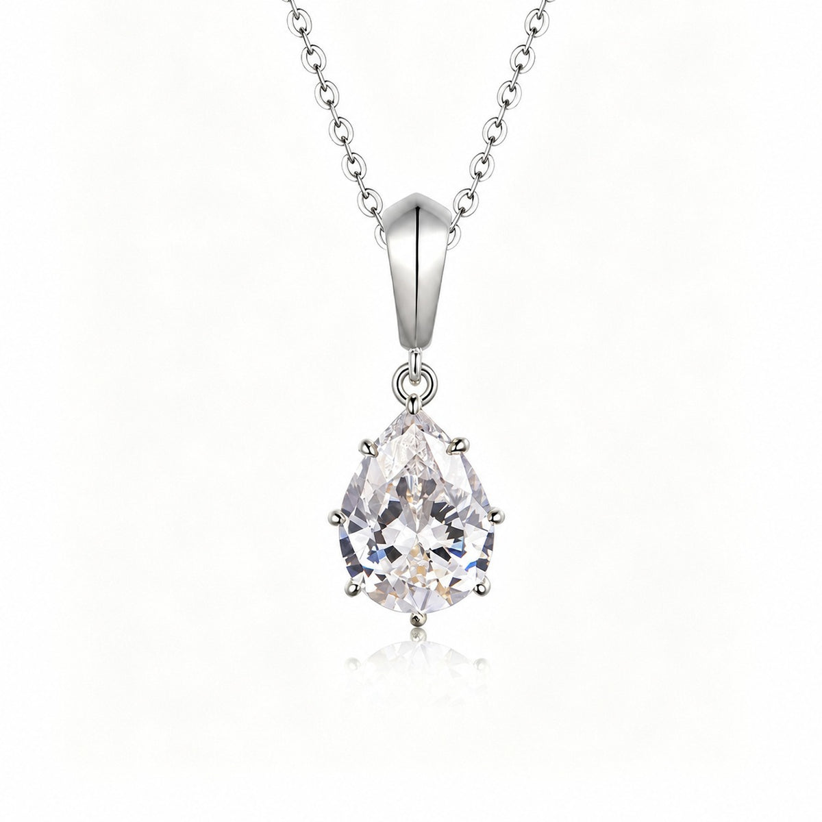 Pear Cut D Color Moissanite Necklace 925 Sterling Silver