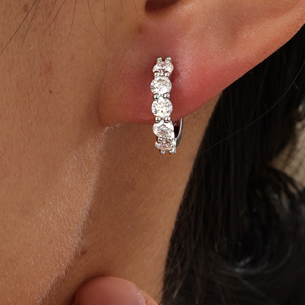 Mossanite  925 Sterling Silver Hoop Earrings