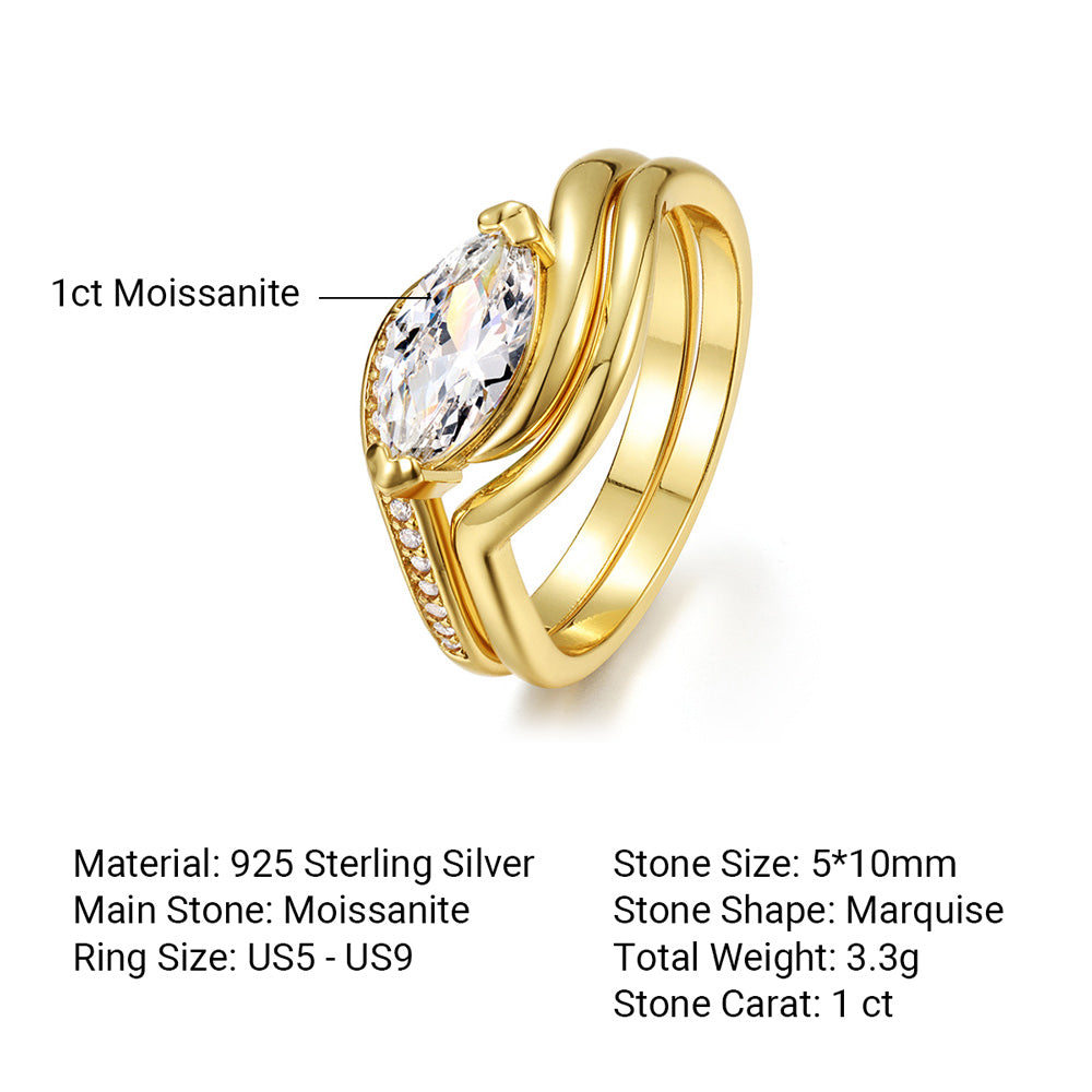 Marquise Cut Vintage-Style High-Quality Moissanite 925 Sterling Silver Ring