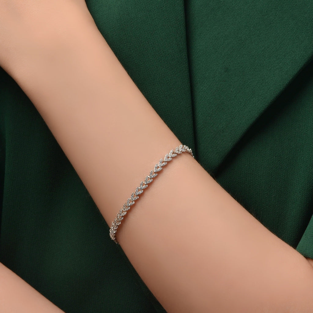 High-Carbon Diamond Wheat Sheaf Versatile 925 Sterling Silver Bracelet