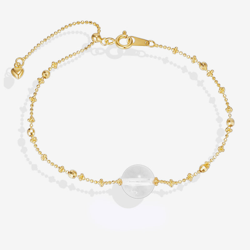 Elegant Geometric Design Clear Crystal Beaded Silver Adjustable Bracelet