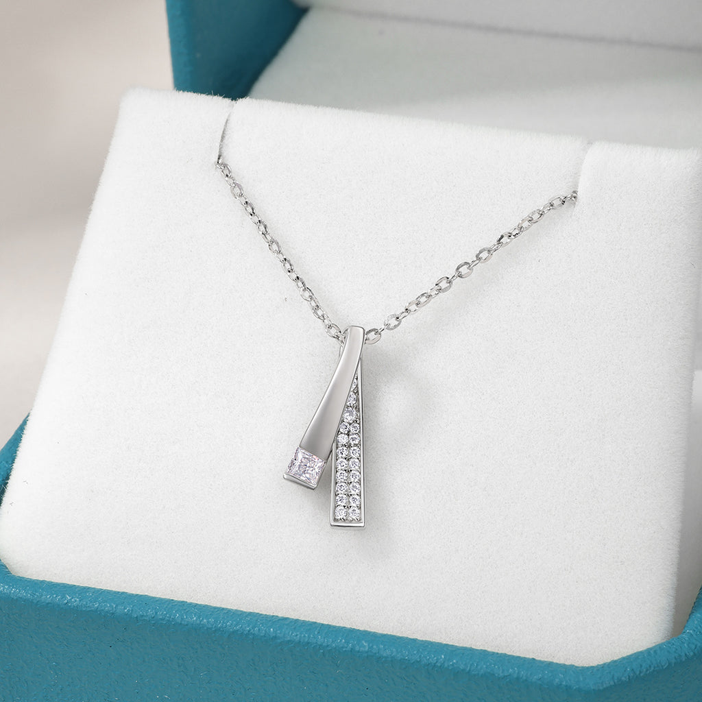 Women’s Moissanite Double Strand Interlaced Necklace 925 Sterling Silver Necklace