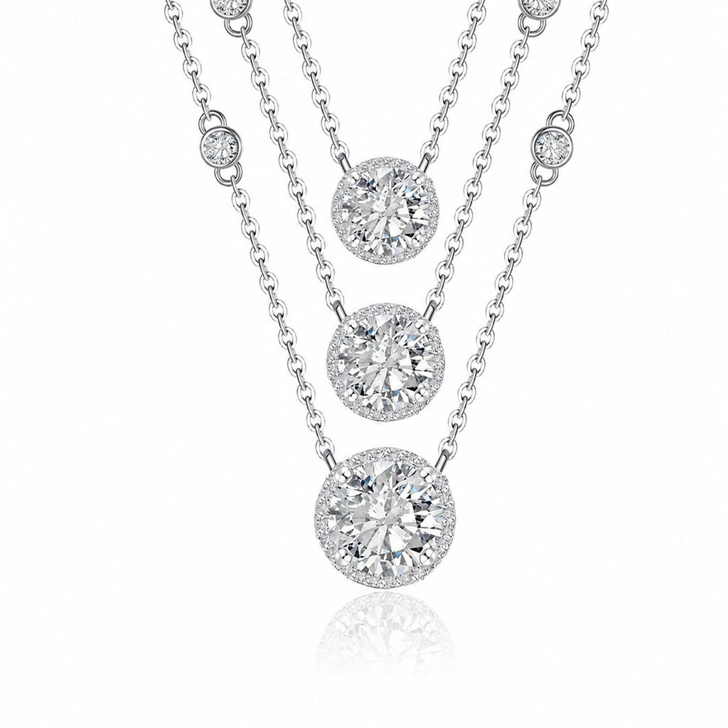 Mossanite Star-Shaped Pendant in 925 Sterling Silver  Collarbone Necklace