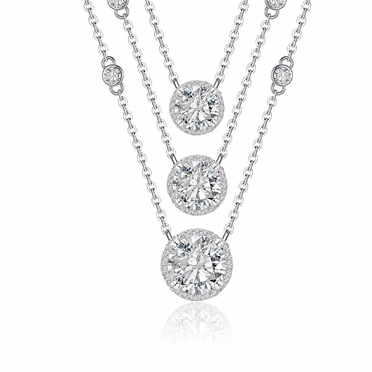 Mossanite Star-Shaped Pendant in 925 Sterling Silver  Collarbone Necklace