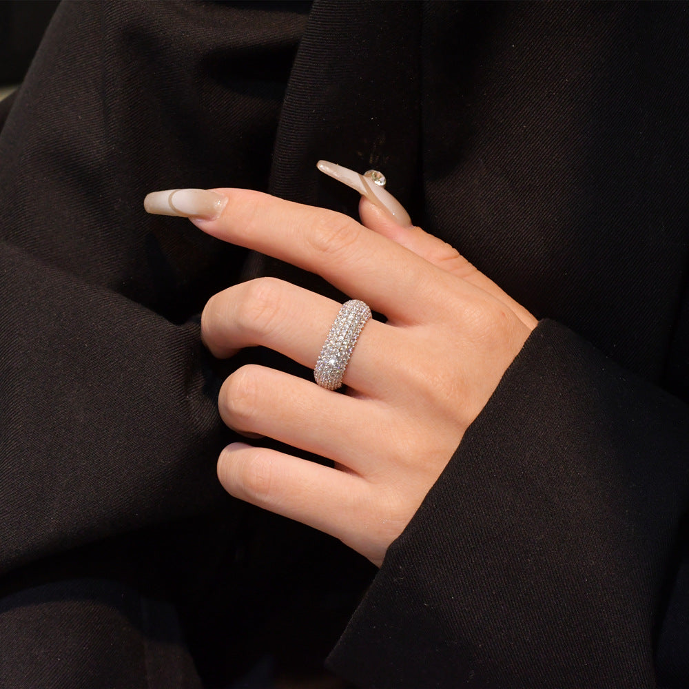 Modern Micro Setting CZ Arc 925 Sterling Silver Adjustable Ring