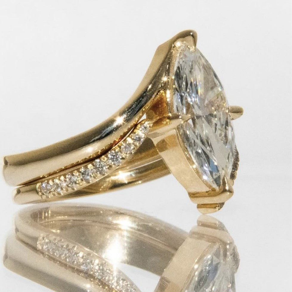 Stacked Ring Set with Curved Moissanite   925 Sterling Silver Stud Earrings