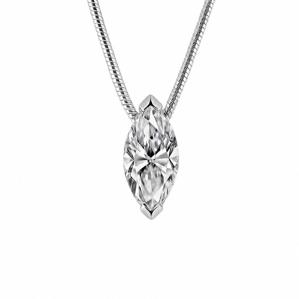 Marquise Moissanite Pendant  925 Sterling Silver Collarbone Necklace