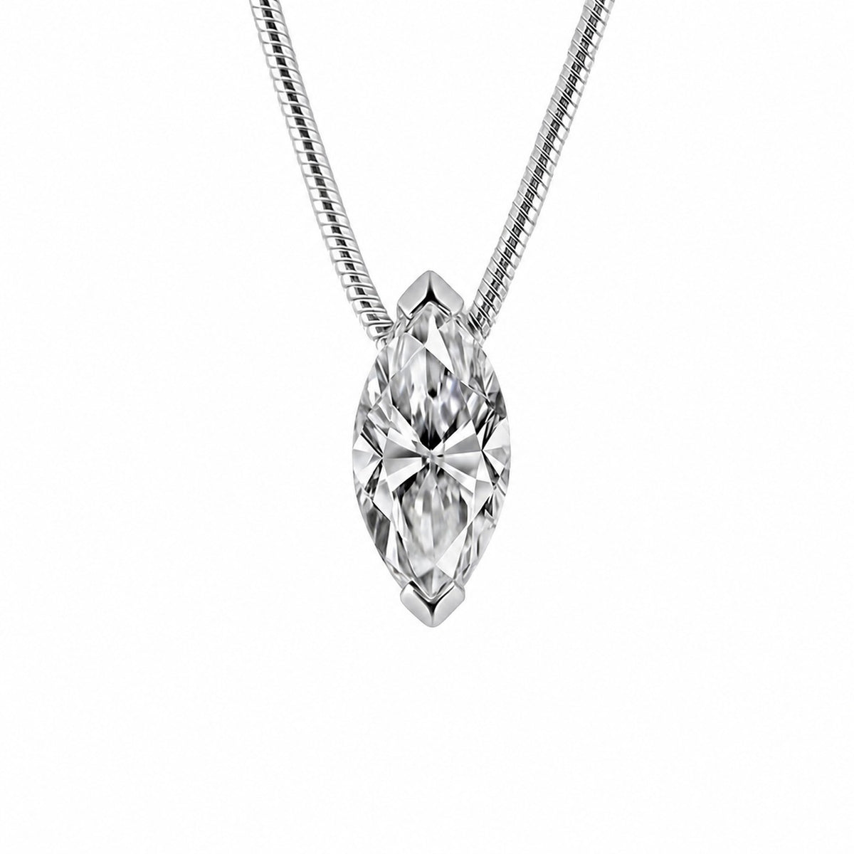 Marquise Moissanite Pendant  925 Sterling Silver Collarbone Necklace