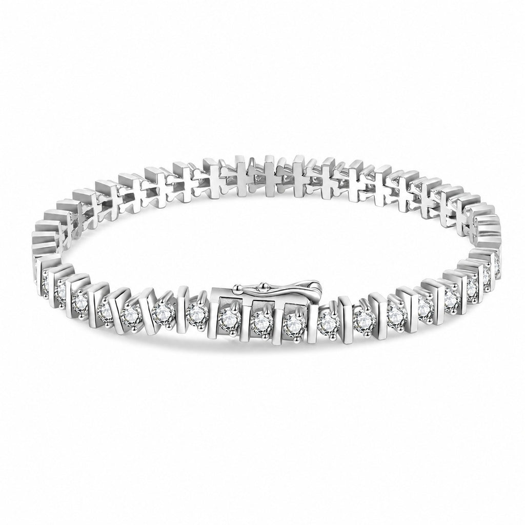 Mossanite Women’s European-Style Tennis Chain 925 Sterling Silver Bracelet