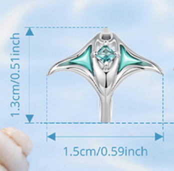 Manta Ray-Shaped Cubic Zirconia Green Epoxy Resin 925 Sterling Silver Hoop Earrings