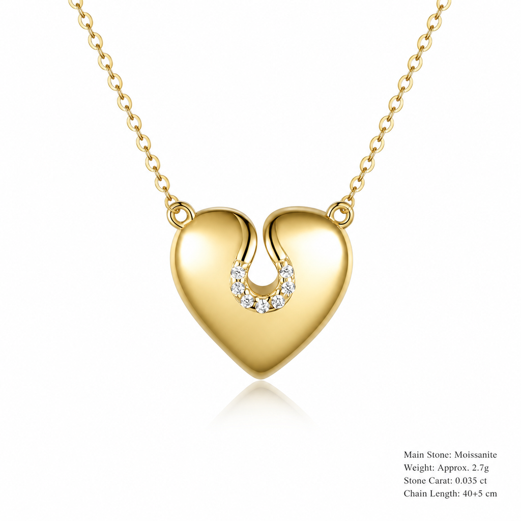 Heart Shape Moissanite 925 Sterling Silver Pendant Minimalist Clavicle Necklace