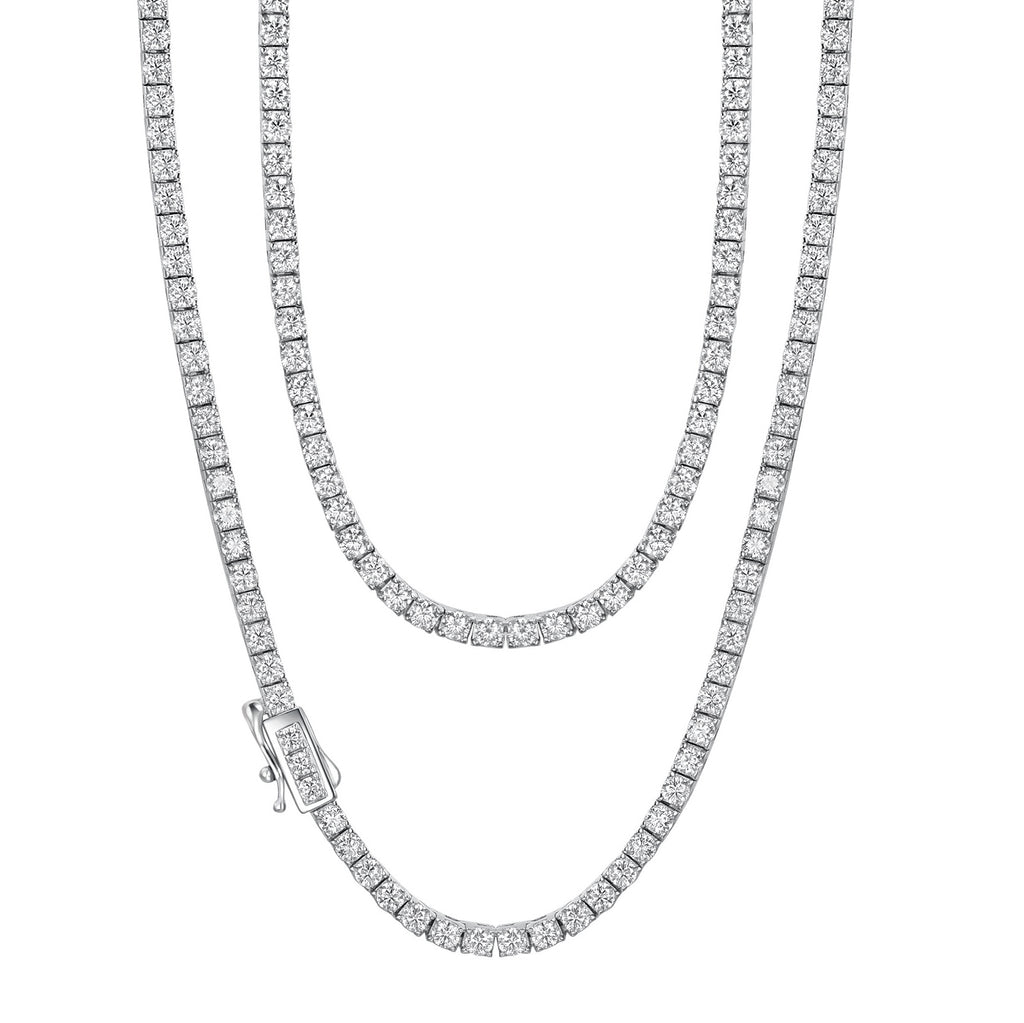 Round Geometric Moissanite Tennis Chain  925 Sterling Silver Necklace