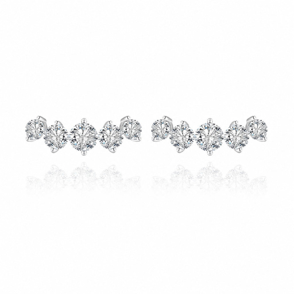 Five-Stone Set Affordable Luxury Versatile  925 Sterling Silver Earrings