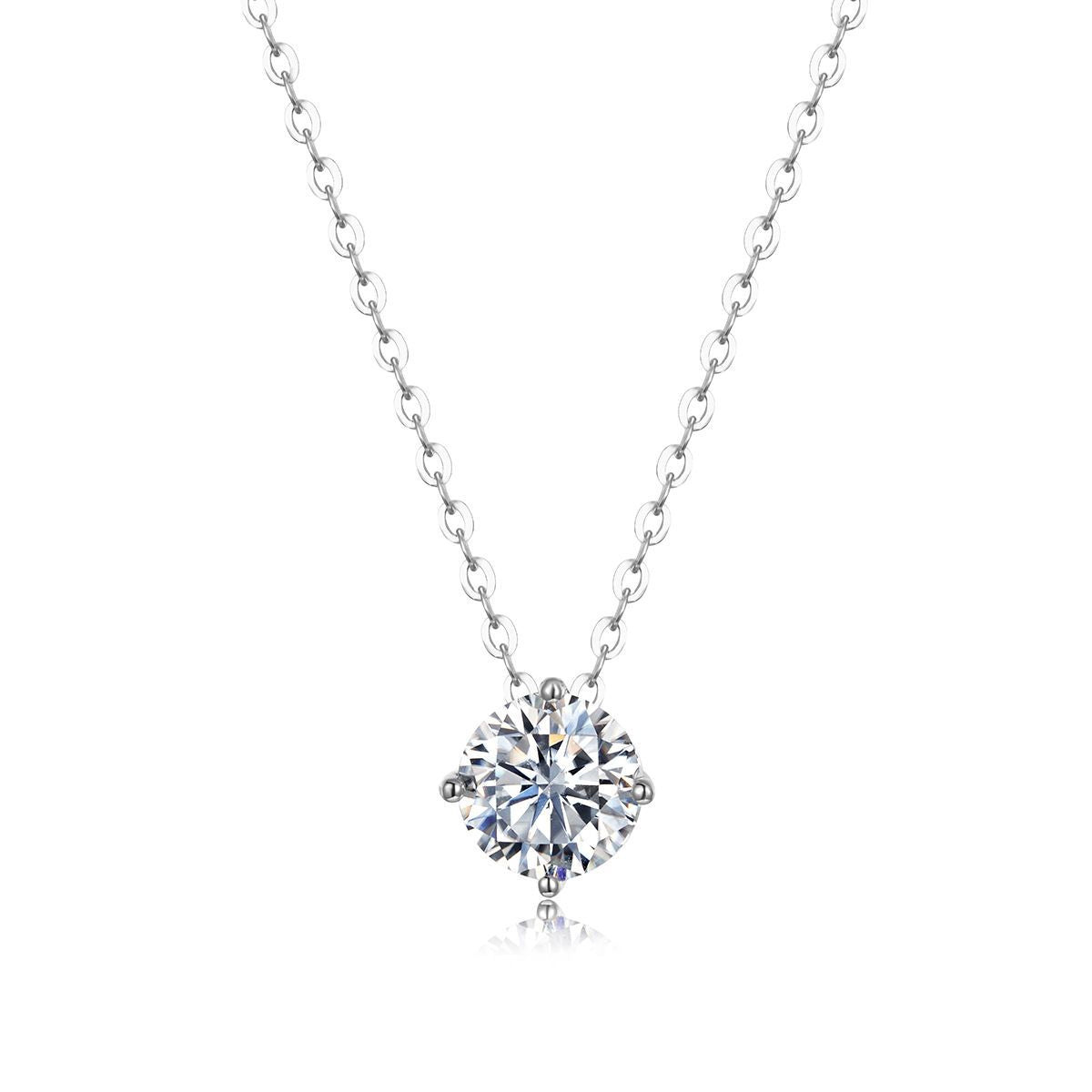 Minimalist Moissanite Four Prong  925 Silver Necklace