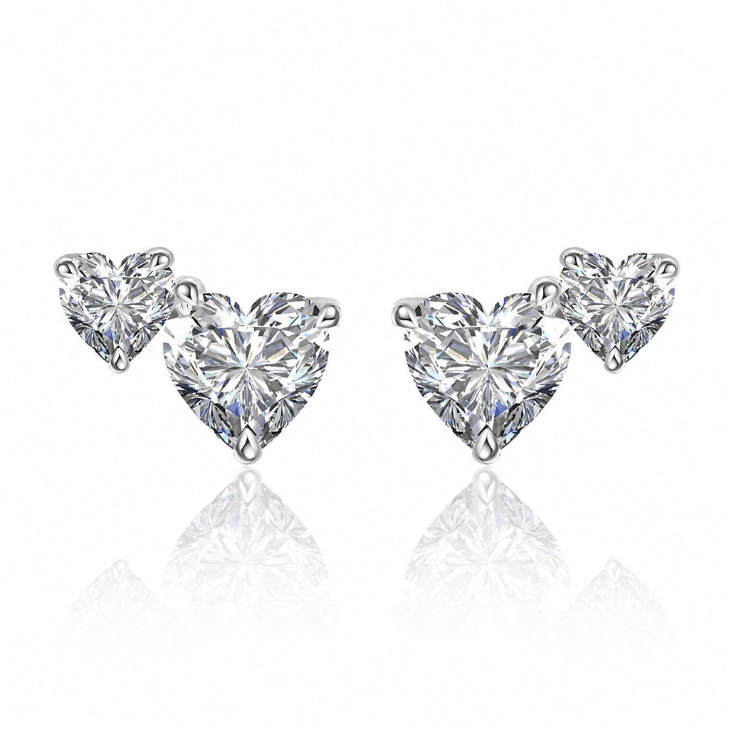 Moissanite Versatile Everyday Heart-Shaped Bezel-Set 925 Sterling Silver Stud Earrings