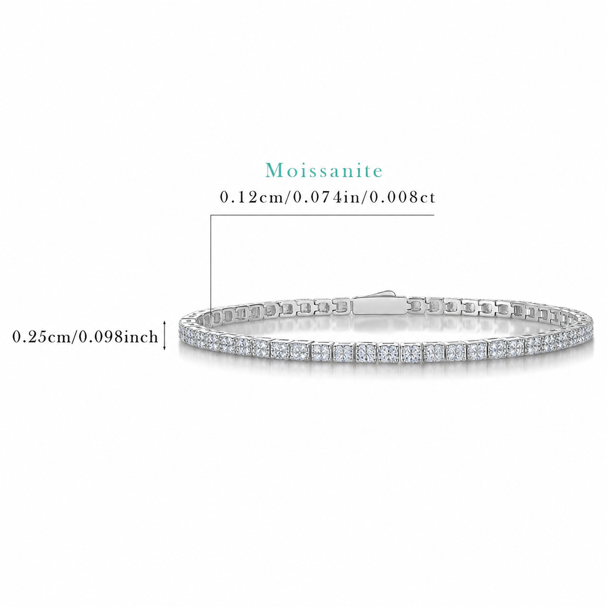 Geometric Square Link Moissanite  925 Sterling Silver Tennis Bracelet