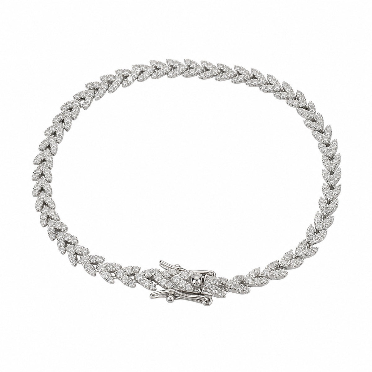 High-Carbon Diamond Wheat Sheaf Versatile 925 Sterling Silver Bracelet