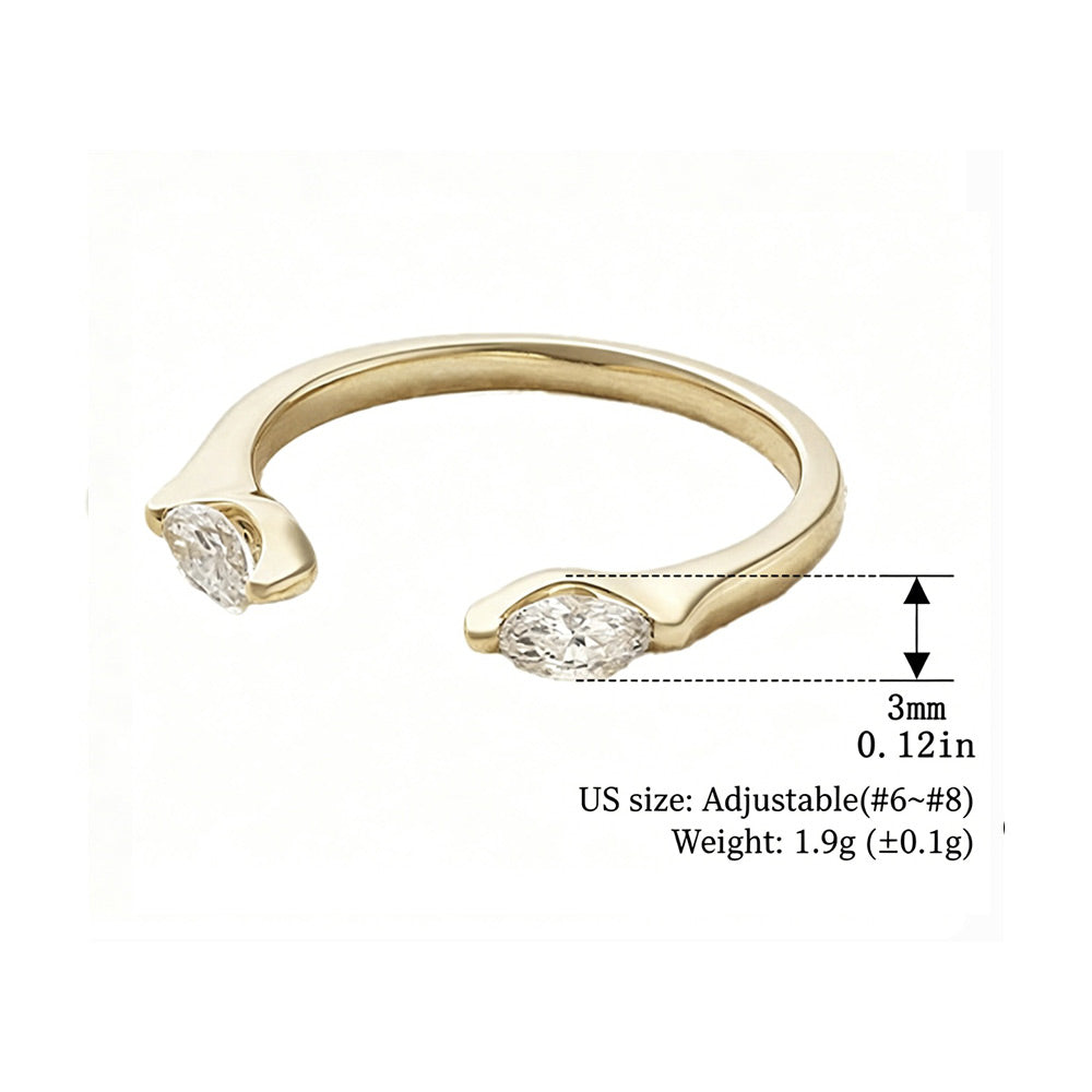 Marquise Clear Cubic Zirconia 925 Sterling Silver Open Adjustable Ring