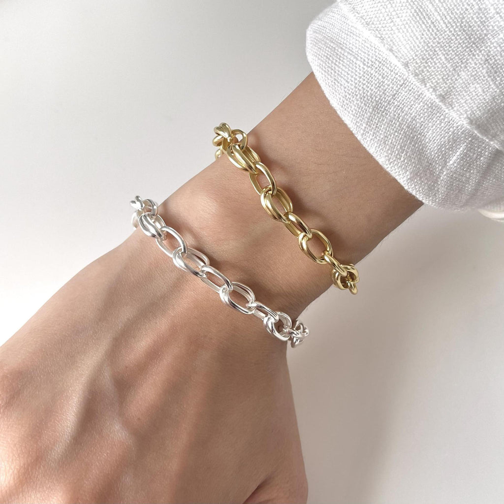 Modern Irregular Curb Chain 925 Sterling Silver Bracelet