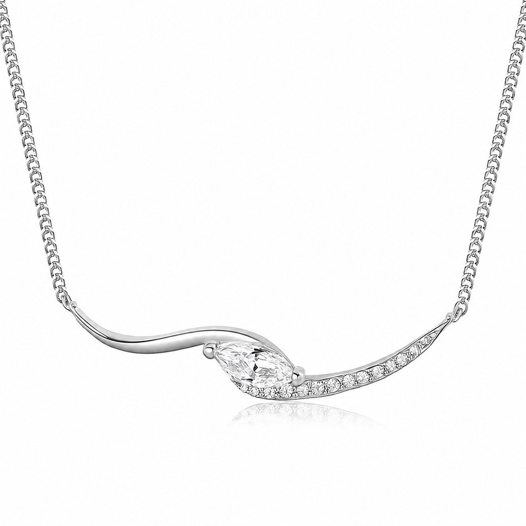 Mossanite Marquise-Cut Collar Chain 925 Sterling Silver Necklace